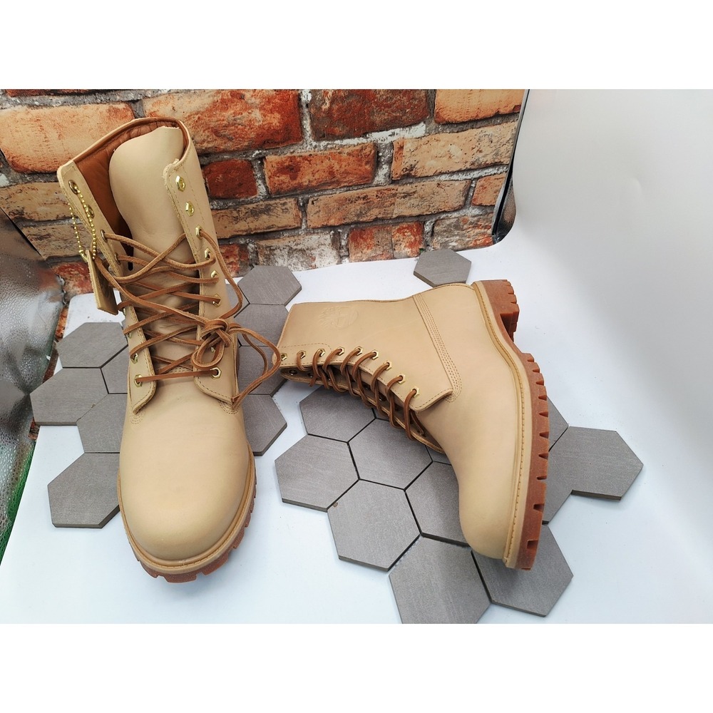 Timberland Heritage 8" Waterproof Boots Medium Beige Full Grain Leather Men's 11 - Picture 9 of 10